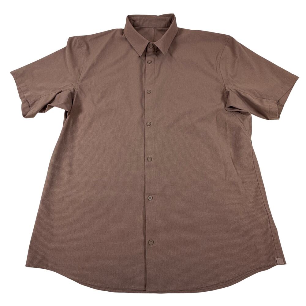 Lululemon Airing Easy Short-Sleeve Button Up Shirt Breathable Brown Men’s XL
